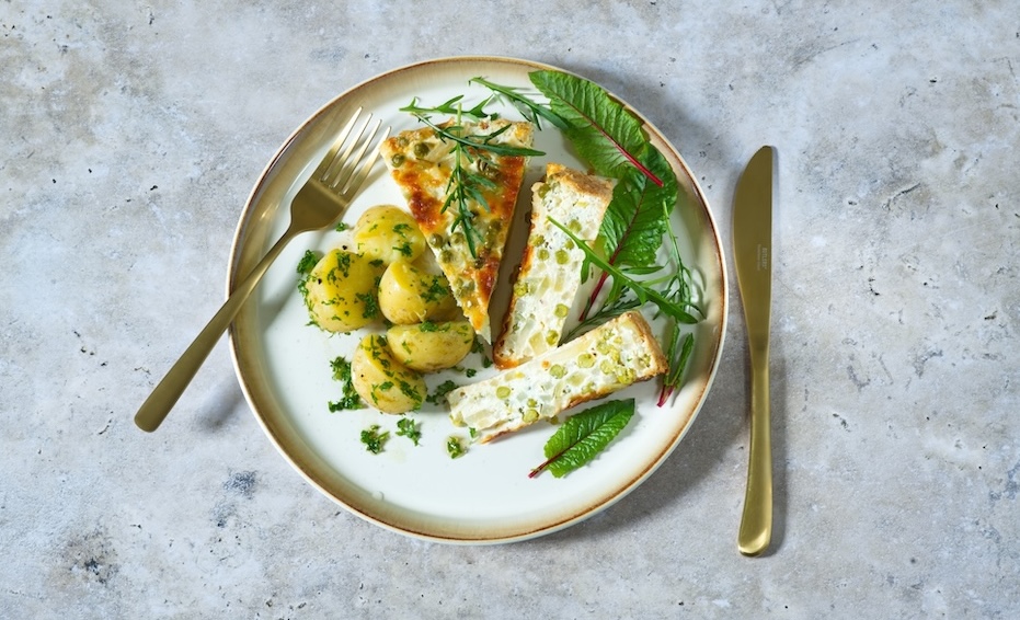 hráškový koláč s ricottou